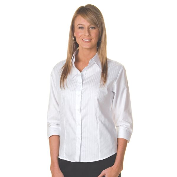 Womens Tonal Stirpe Shirts 3/4 Sleeve Thumbnail