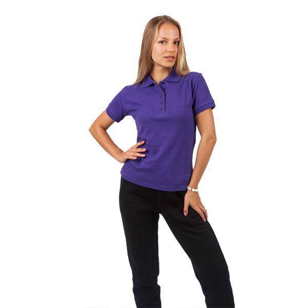 Womens 100% Cotton Pique Knit Polo Thumbnail