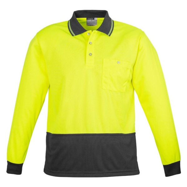 Unisex Hi Vis Basic Spliced Long Sleeve Polo Thumbnail