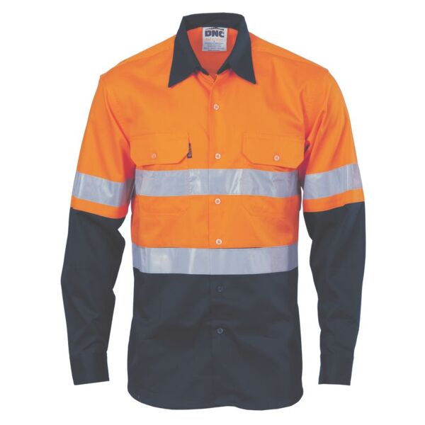 Mens HiVis Vertical Vented Cotton Shirt with Generic R/Tape Thumbnail